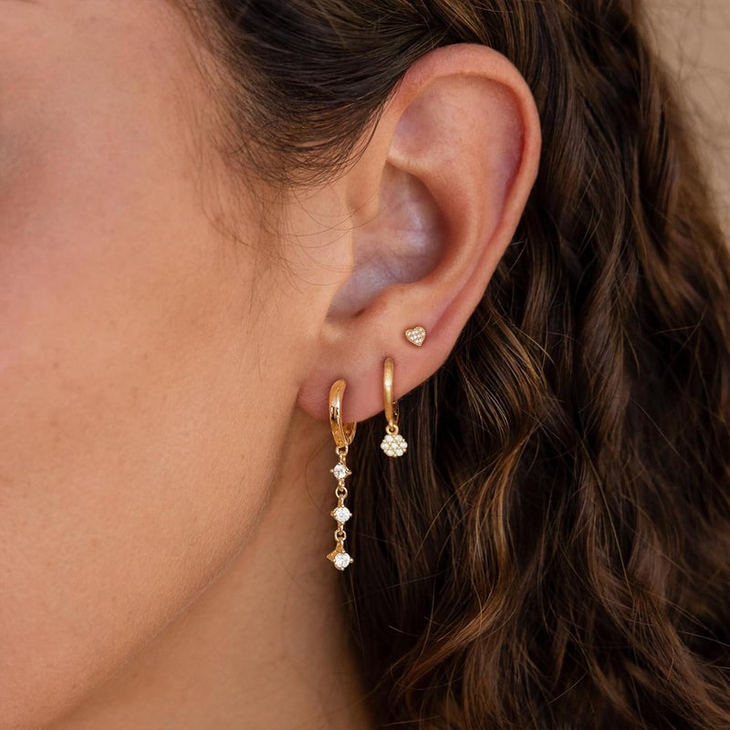 SELFROSE Store Gold Dangle Earrings for Women,Prom Jewelry Dainty Earring 14K Gold Plated Drop Earrings for Women Trendy Hypoallergenic CZ Dangling Earring - Image 4